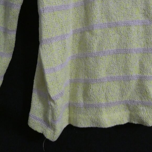 FLUO | medium | Vibrant Yellow and Grey Striped Long Sleeve Top - Picture 7 of 16